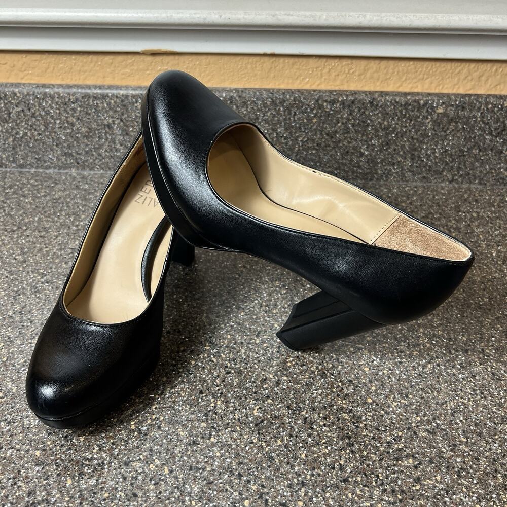 Naturalizer Shoes Comfort High Heel Womens Sz 6M Balck Faux Leather Slip On Pump - Picture 3 of 10